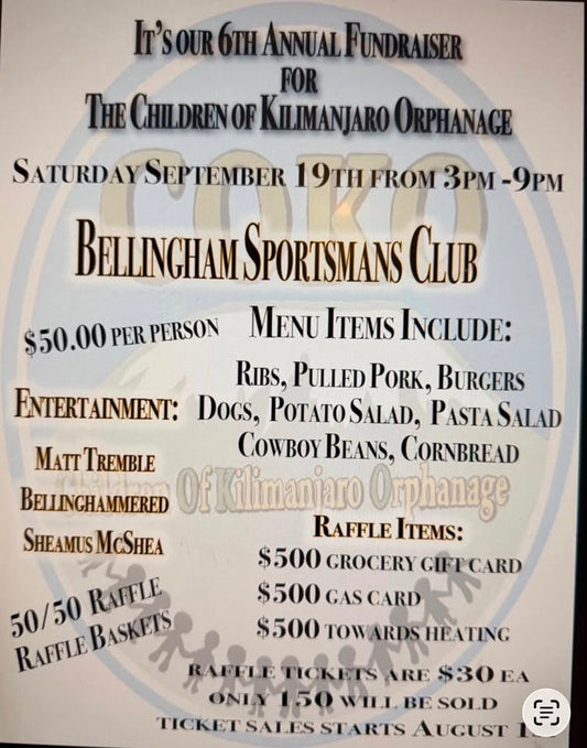 Come join us for our 6th Annual fundraiser at Bellingham Sportsman Club